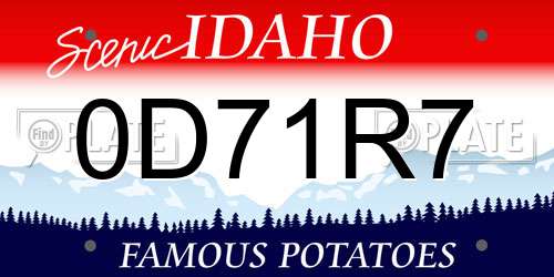 0D71R7 Idaho License Plate