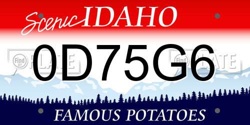 0D75G6 Idaho License Plate