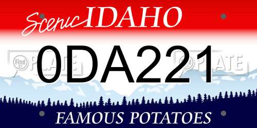 0DA221 Idaho License Plate
