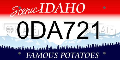 0DA721 Idaho License Plate