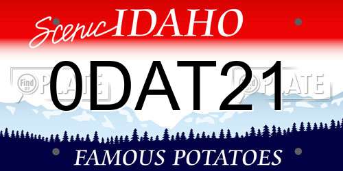 0DAT21 Idaho License Plate