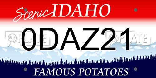 0DAZ21 Idaho License Plate