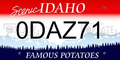 0DAZ71 Idaho License Plate