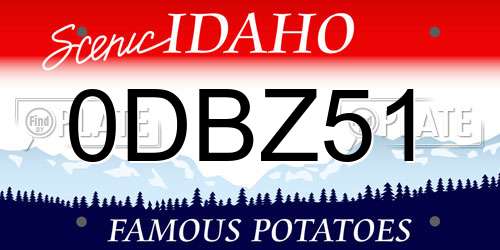 0DBZ51 Idaho License Plate