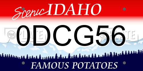 0DCG56 Idaho License Plate