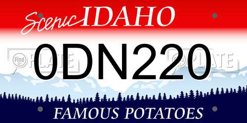 0DN220 Idaho License Plate
