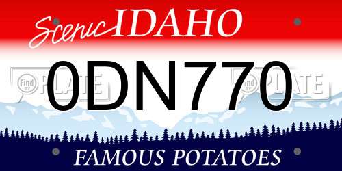 0DN770 Idaho License Plate