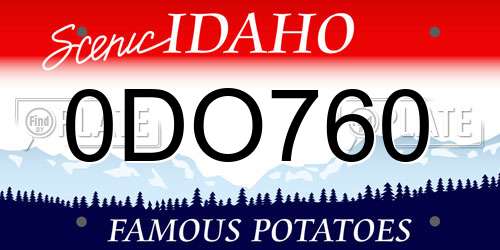 0DO760 Idaho License Plate