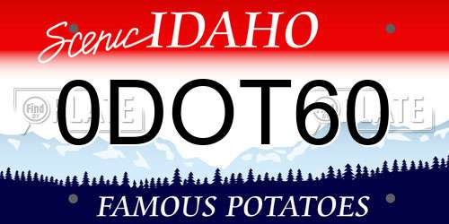 0DOT60 Idaho License Plate