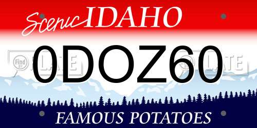 0DOZ60 Idaho License Plate