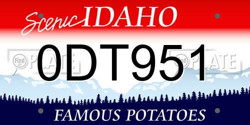 0DT951 Idaho License Plate