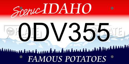 0DV355 Idaho License Plate