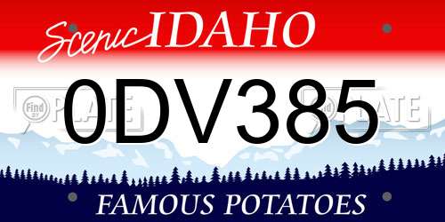 0DV385 Idaho License Plate