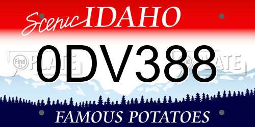 0DV388 Idaho License Plate