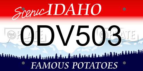 0DV503 Idaho License Plate
