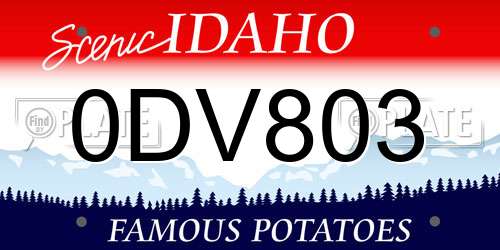 0DV803 Idaho License Plate