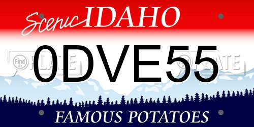0DVE55 Idaho License Plate