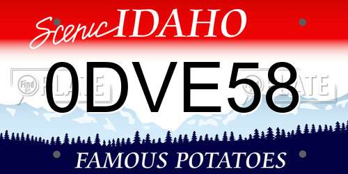 0DVE58 Idaho License Plate