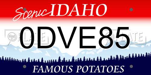 0DVE85 Idaho License Plate