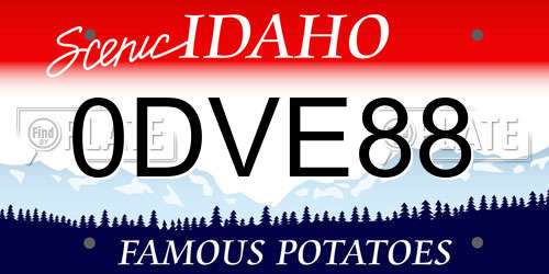 0DVE88 Idaho License Plate