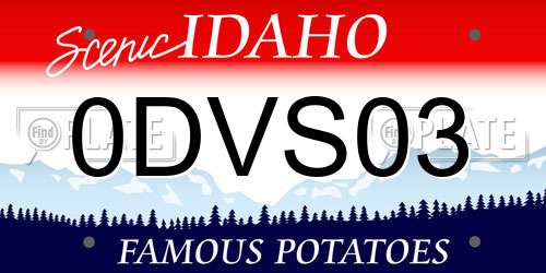 0DVS03 Idaho License Plate