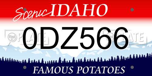 0DZ566 Idaho License Plate