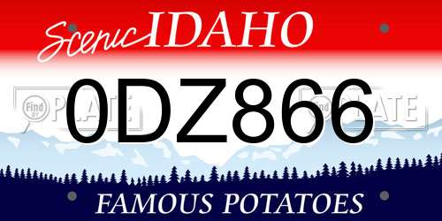 0DZ866 Idaho License Plate