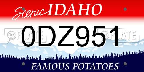 0DZ951 Idaho License Plate