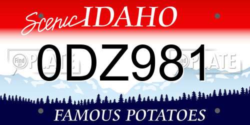 0DZ981 Idaho License Plate