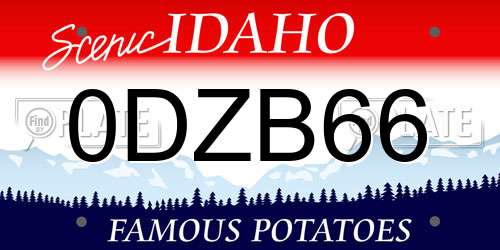 0DZB66 Idaho License Plate