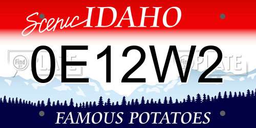 0E12W2 Idaho License Plate