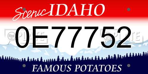 0E77752 Idaho License Plate
