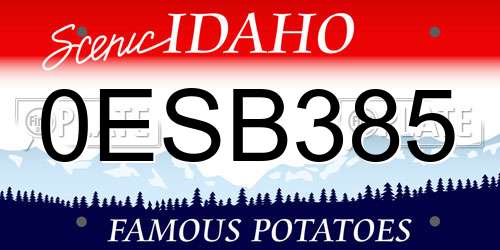 0ESB385 Idaho License Plate