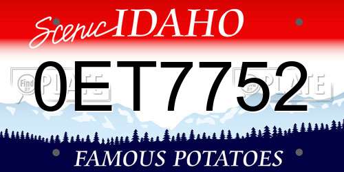 0ET7752 Idaho License Plate