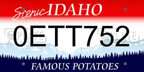 0ETT752 Idaho License Plate