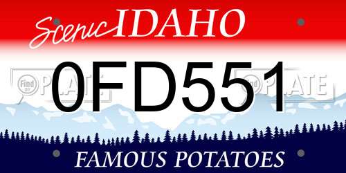 0FD551 Idaho License Plate
