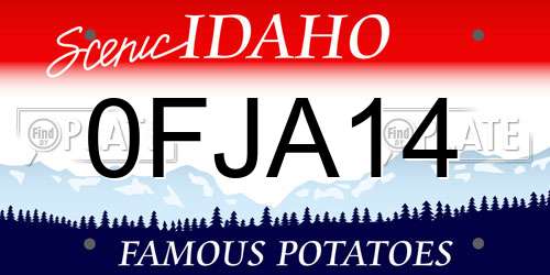 0FJA14 Idaho License Plate