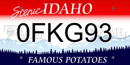0FKG93 Idaho License Plate