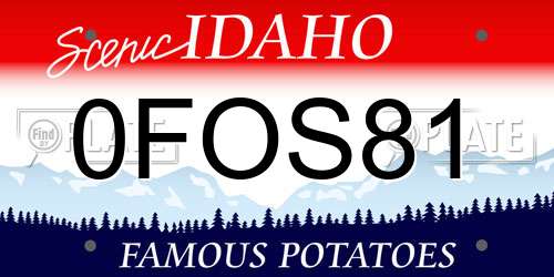 0FOS81 Idaho License Plate
