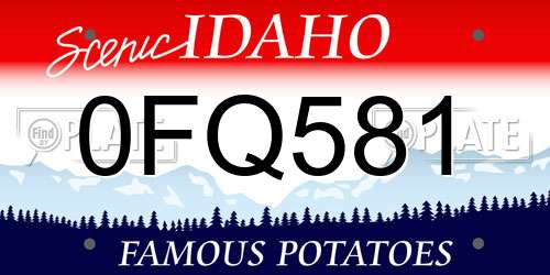 0FQ581 Idaho License Plate