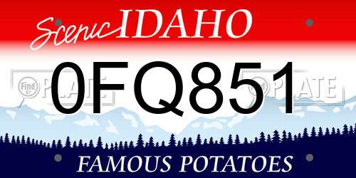 0FQ851 Idaho License Plate