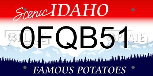 0FQB51 Idaho License Plate