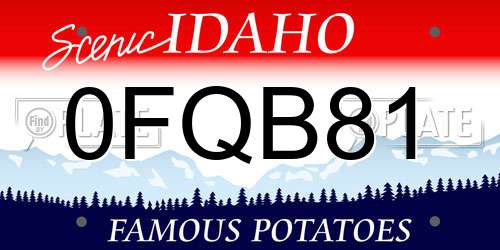 0FQB81 Idaho License Plate