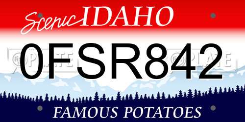 0FSR842 Idaho License Plate