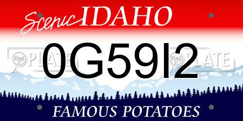 0G59I2 Idaho License Plate