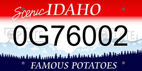 0G76002 Idaho License Plate