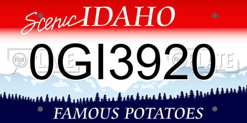 0GI3920 Idaho License Plate