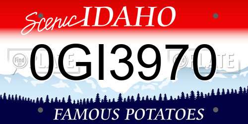 0GI3970 Idaho License Plate