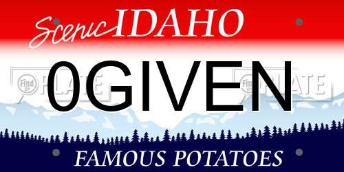 0GIVEN Idaho License Plate