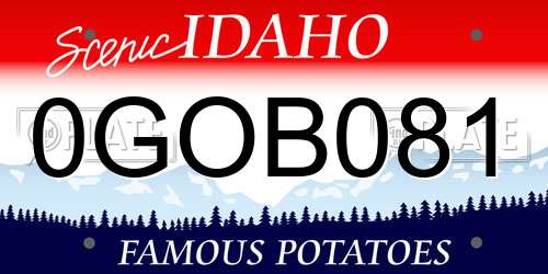 0GOB081 Idaho License Plate
